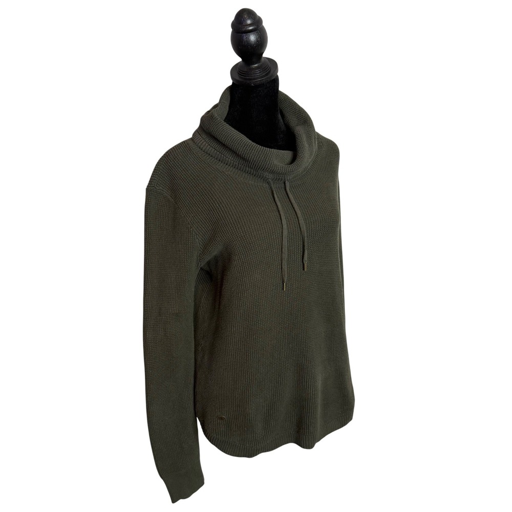 Ralph Lauren Green Waffle Knit Cowl Neck Sweater Women Size M Minimalist
